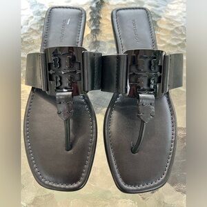 Tory Burch Georgia Leather Thong Black Sandals Women’s Size 9